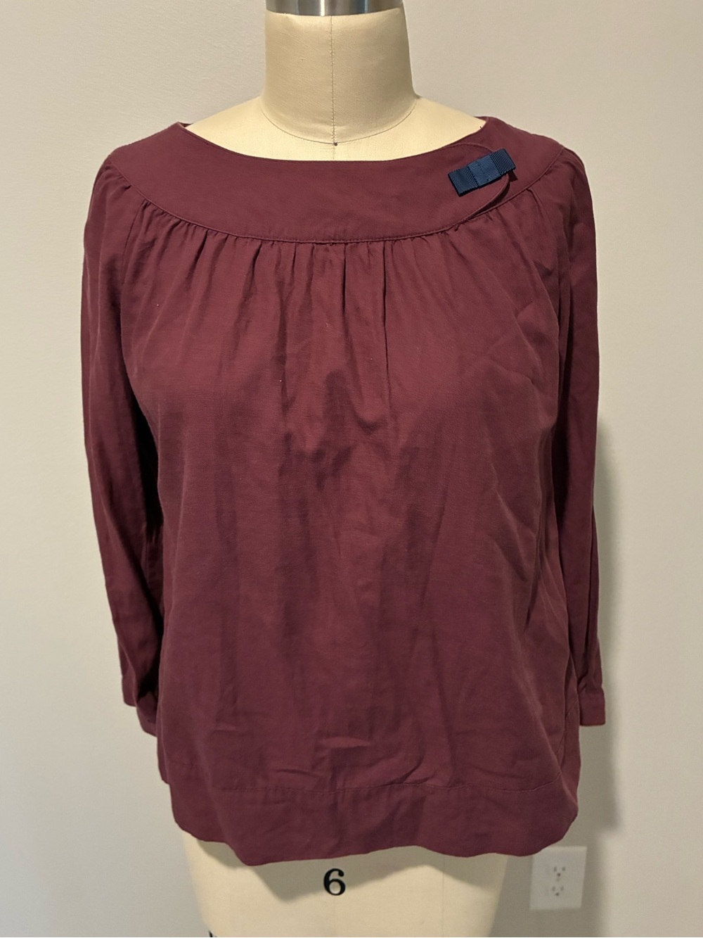 Vintage Burgandy MJ blouse with bow